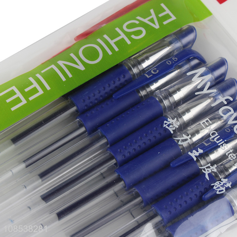 Hot selling blue ink gel ink pen set school office stationery