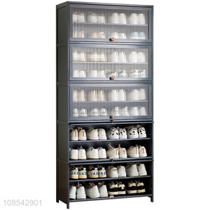 Wholesale large capacity bamboo shoe cabinet dustproof shoe rack