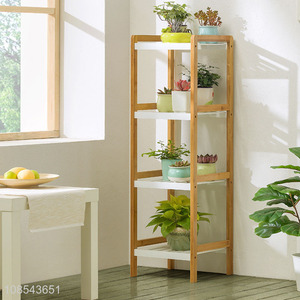 Factory supply 4-tier bamboo plant stands multiple plants racks