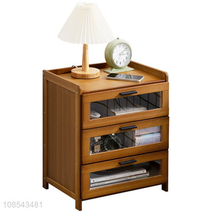 High quality eco-friendly bamboo nightstand beside table with drawers