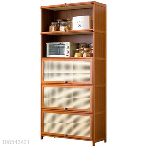 Goood quality bamboo kitchen storage cabinet multi-layered tea cabinet