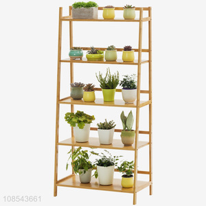 High quality 5-tier bamboo plant stands flower pot organizer rack