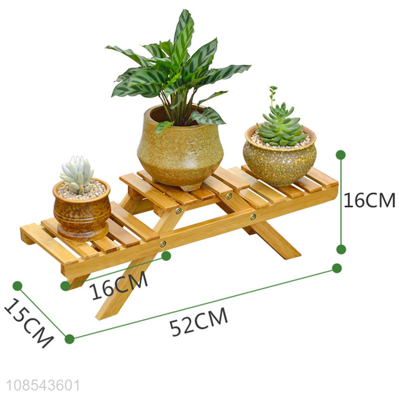 Factory price bamboo plant stands flower stands table plant racks