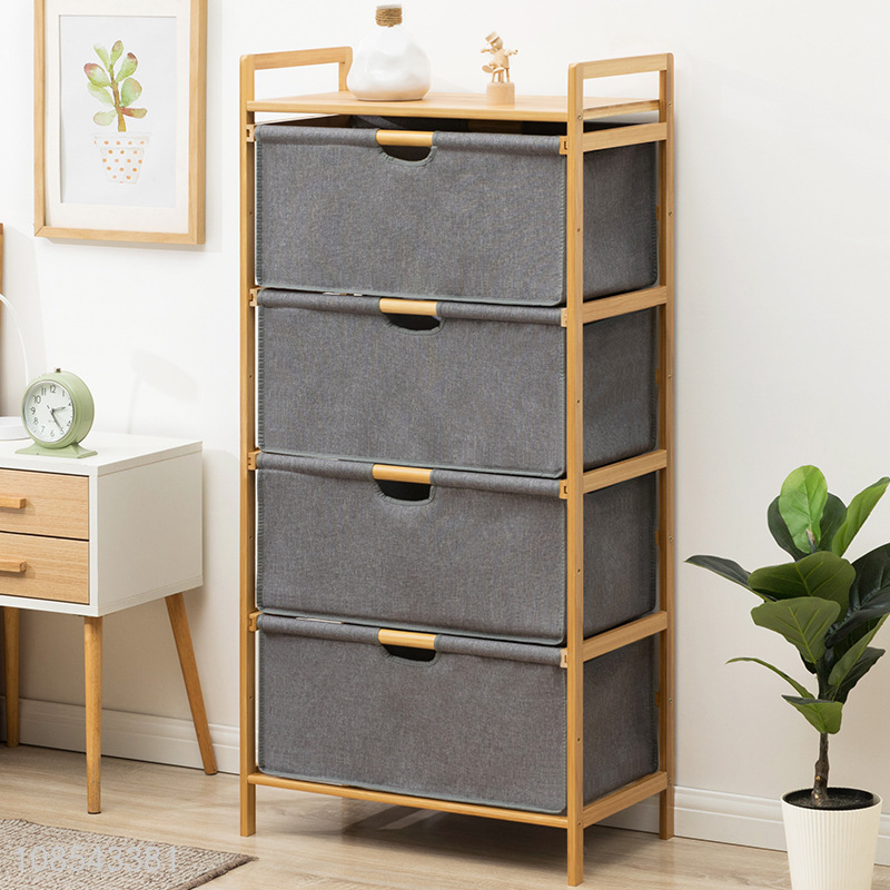 High quality multipurpose drawer design bamboo storage shelves for bedroom