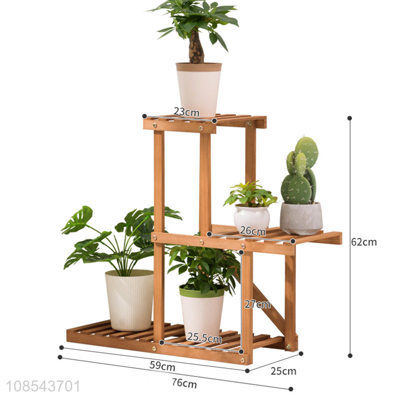 Hot selling 3-tier solid wood flower pot stands indoor plant stands