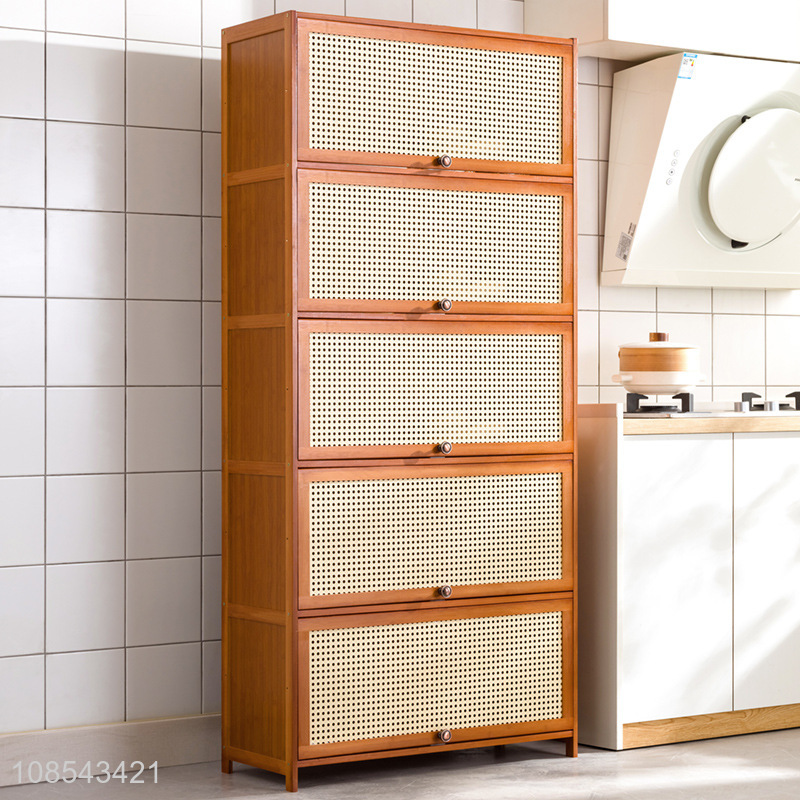 Goood quality bamboo kitchen storage cabinet multi-layered tea cabinet