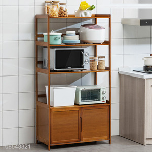 Good quality bamboo kitchen cabinet dishes cabinet storage shelves