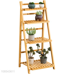 Wholesale multi tier bamboo plant stands indoor ladder plant stands
