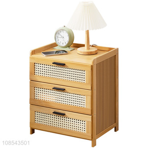 Hot selling bedroom furniture bamboo nightstand household storage cabinet