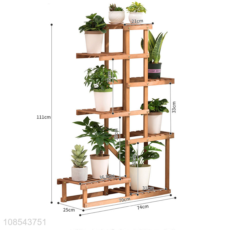 Wholesale multi-layer tall plant stand solid wood indoor flower stands