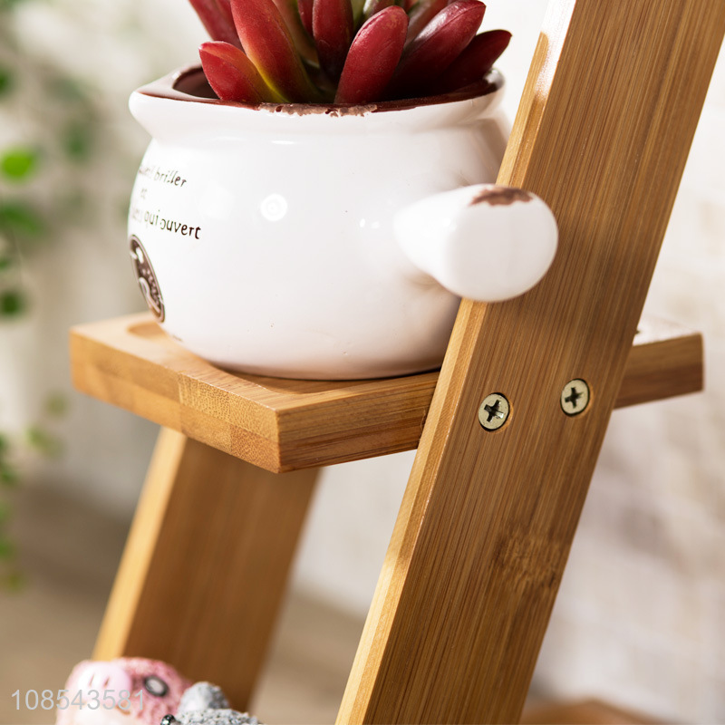 Hot sale wooden flower pot ladder stand for indoor flowers and plants