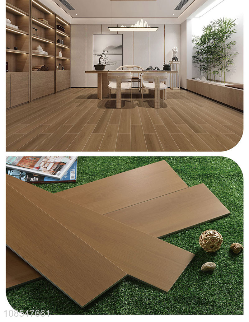 Most popular living room floor tile straight edge wood grain floor tile
