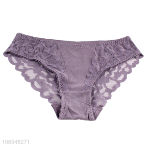 Hot selling low-rise lace brim brief women girls underwear