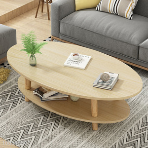 New style oval coffee table with storage open shelf