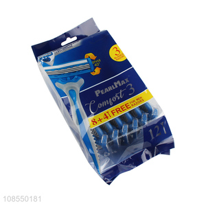 Online wholesale pivoting head disposable triple blade razor