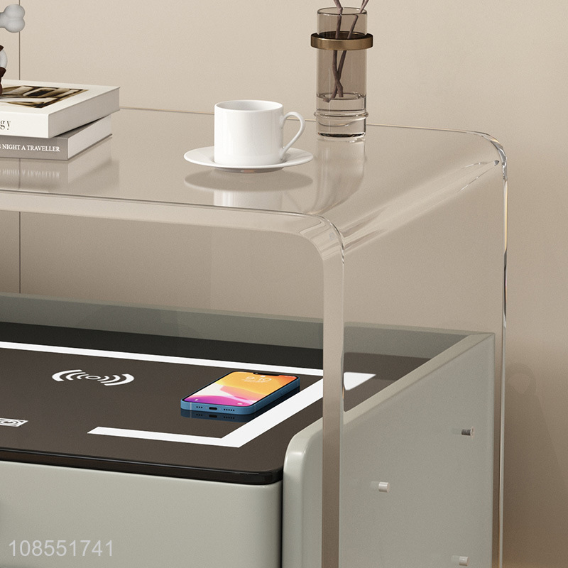 Latest products acrylic smart bedside table for household