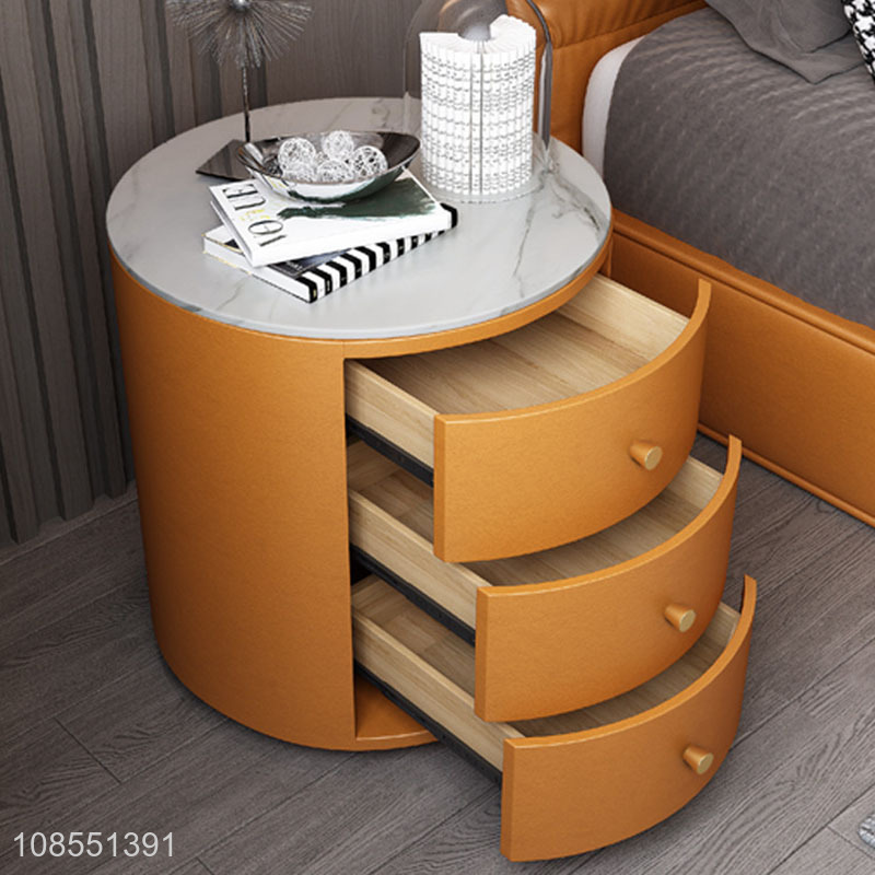 Hot items round nightstand solid wood bedroom bedside table