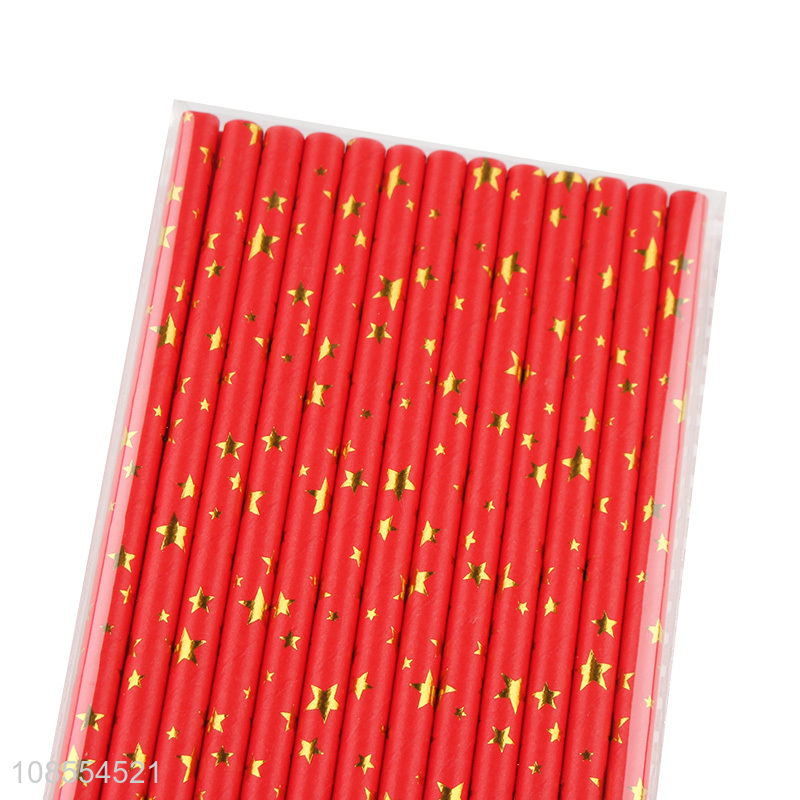 Factory direct sale star pattern paper disposable drinking straw