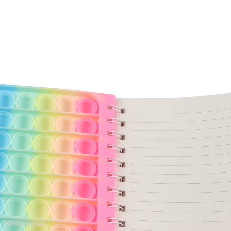Factory supply school stationery pop it silicone spiral notebook