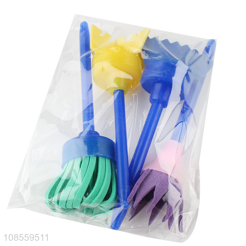 Good quality kids painting tool sponge painting brush set