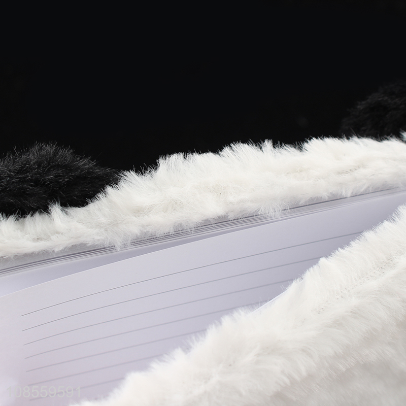 Hot selling A5 plush notebook cute faux fur journal for kids