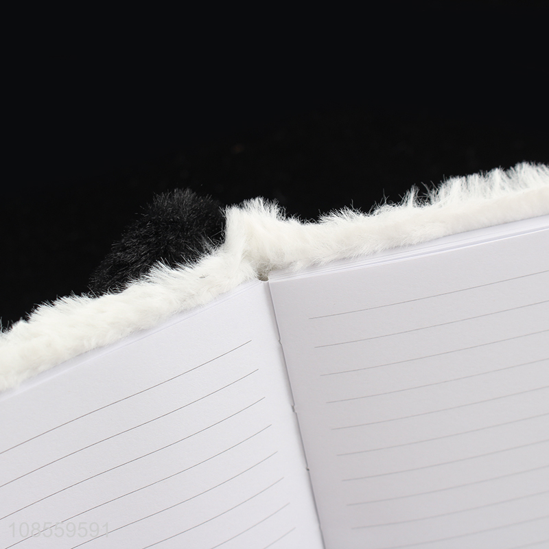 Hot selling A5 plush notebook cute faux fur journal for kids