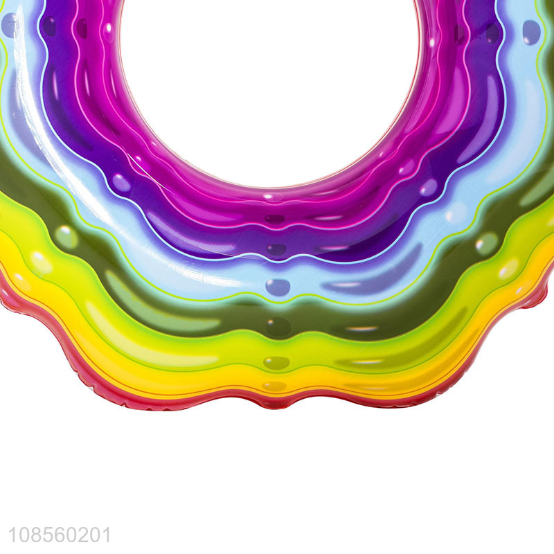 Best selling rainbow color adult swimming ring wholesale