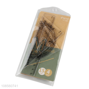 New product 4-piece set gemetric protractor triangle ruler set