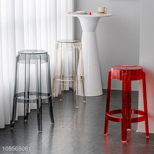 Wholesale modern colorful transparent bar stool plastic high stool