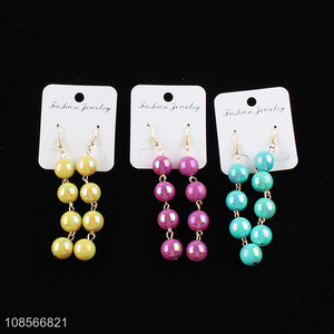 Factory price shiny bead drop earrings acrylic pendant earrings