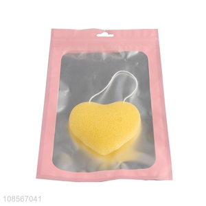 Low price heart shape soft facial cleansing konjac sponge