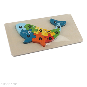 Hot sale animal jigsaw puzzle wooden whale puzzle for kids