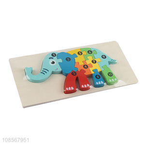 Good quality wooden elephant puzzle cartoon animal shaped puzzle