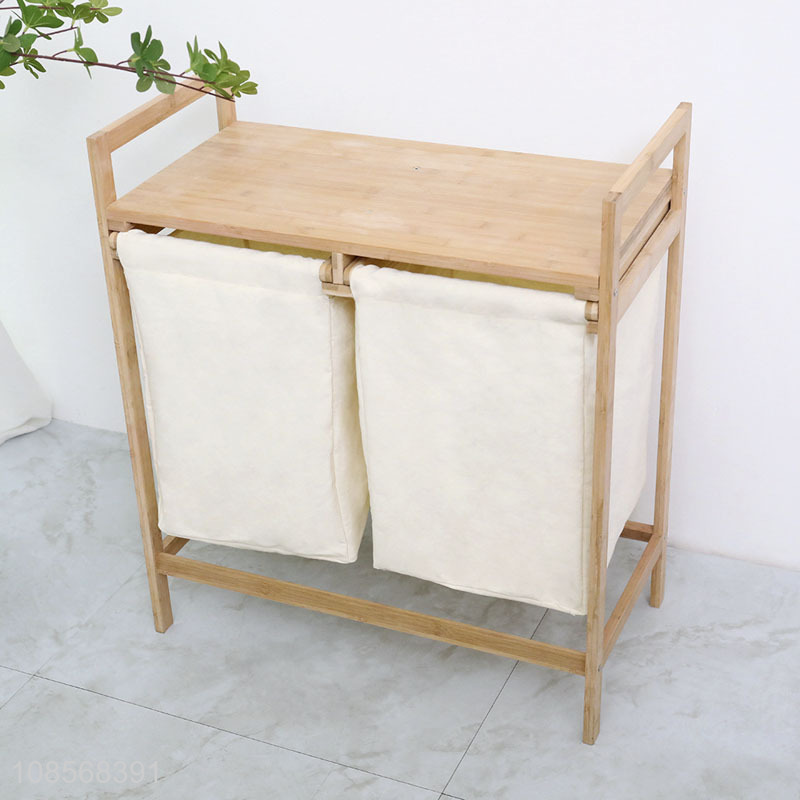 Best quality bamboo double row home clothes storage basket