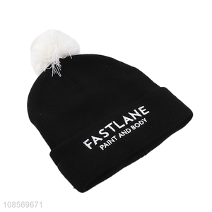 Low price black fashion knitted hat beanies hat