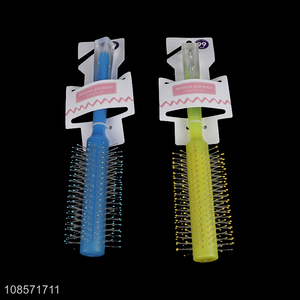 Hot sale round comb plastic handle nylon bristle hair brush
