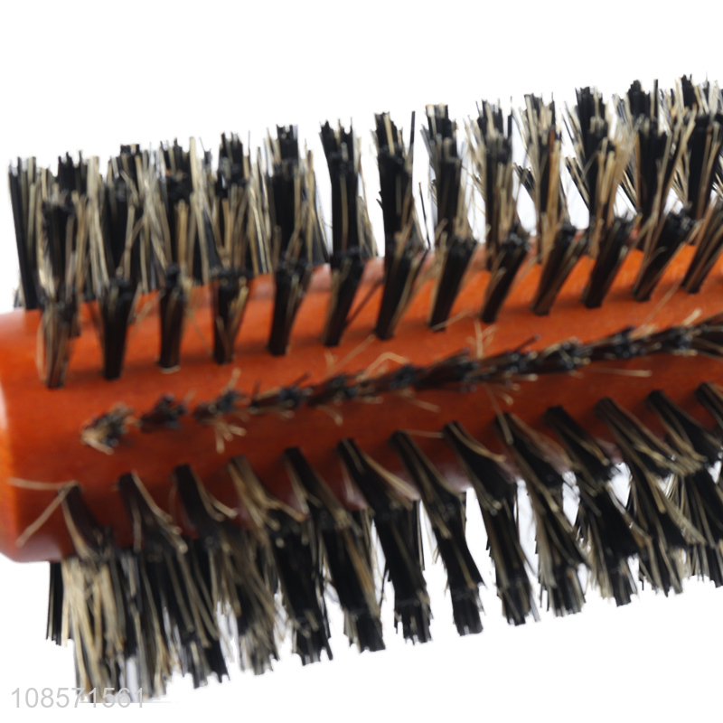 Factory price wooden handle hair dough quiff roller round brush