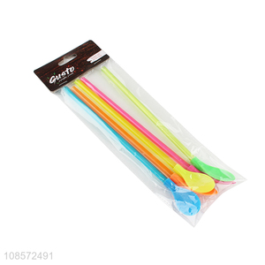 Latest products multicolor disposable spoon drinking straw