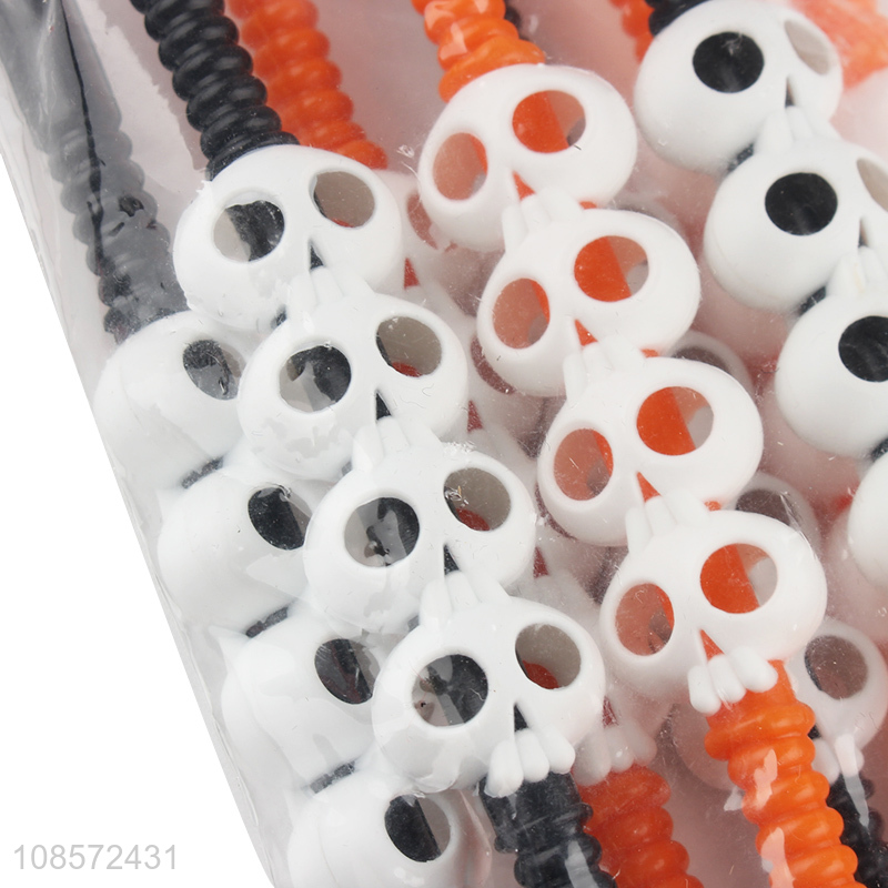 Factory wholesale skull Halloween plastic drinking straw