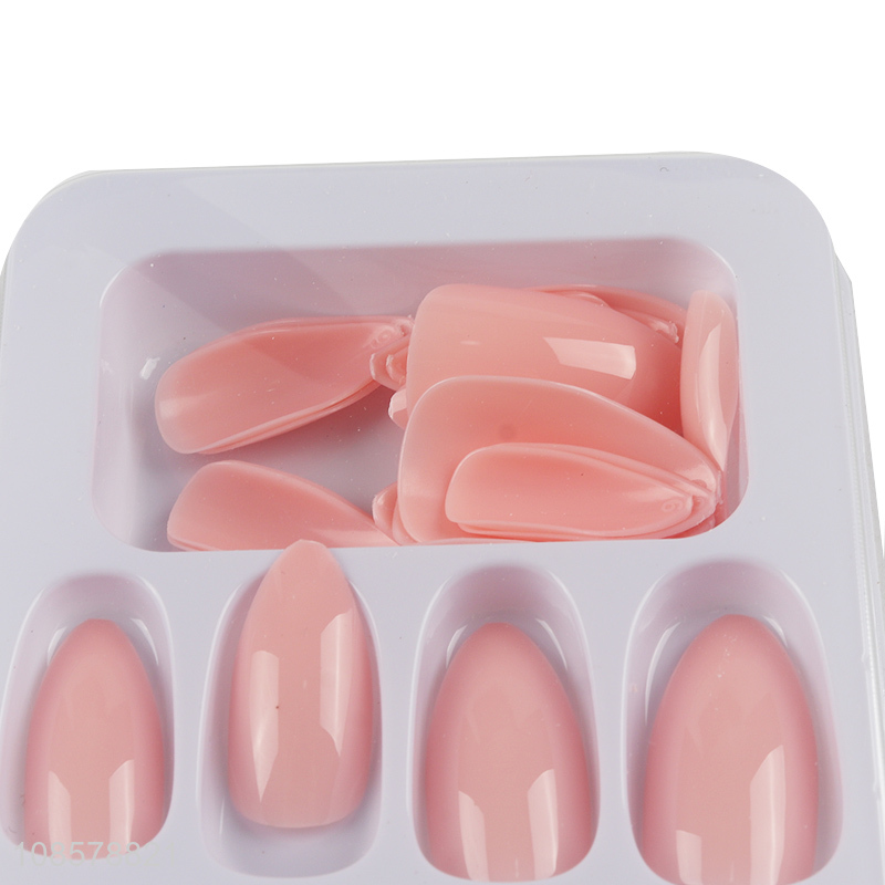 Hot sale 24pcs pink nail tips fake nails for women