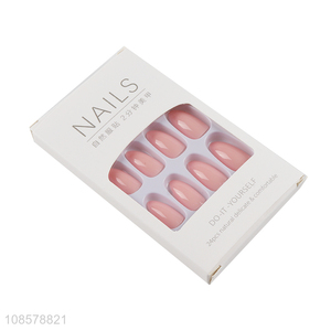 Hot sale 24pcs pink <em>nail</em> tips <em>fake</em> nails for women