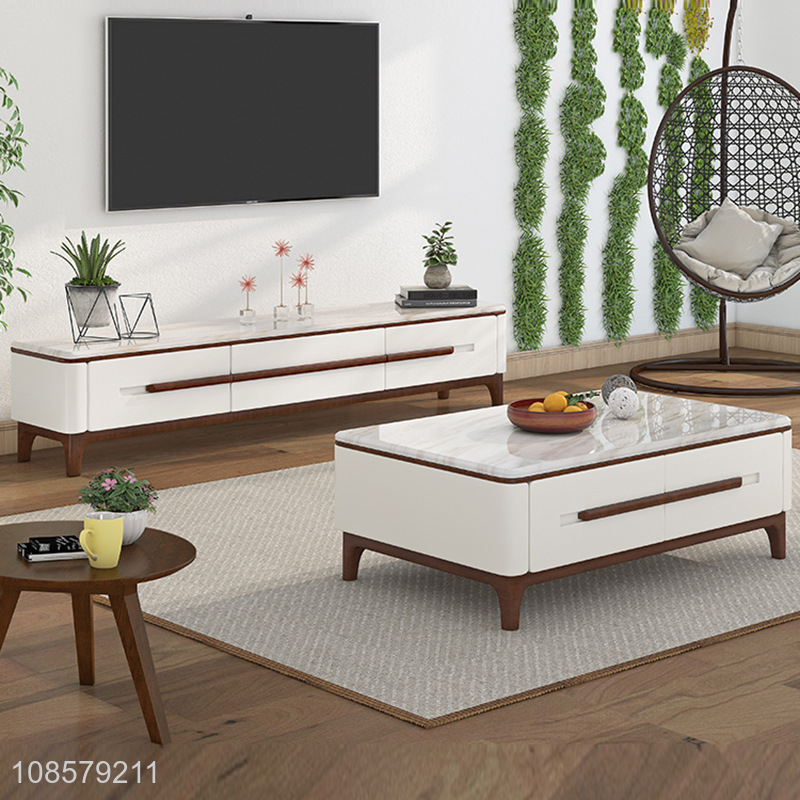 Wholesale living room furniture marble end table and TV cabinet set