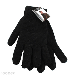 Wholesale winter microfiber double layer knitted gloves for men