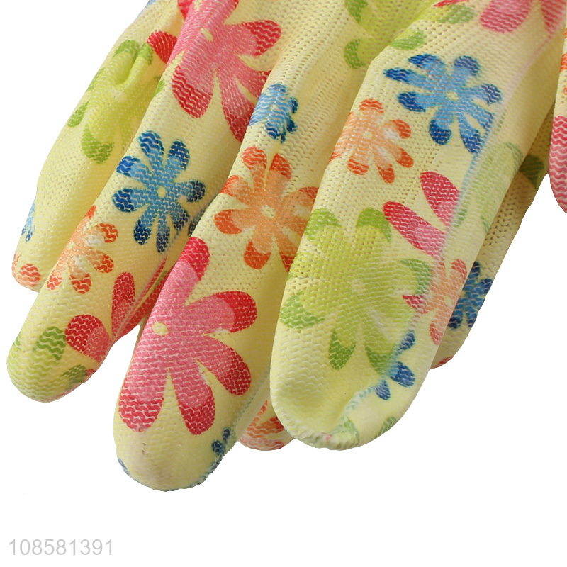 Wholesale floral prints nylon butyronitrile gloves working gloves