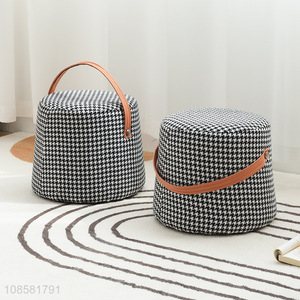 Wholesale houndstooth solid wood ottoman stool shoe changing stool