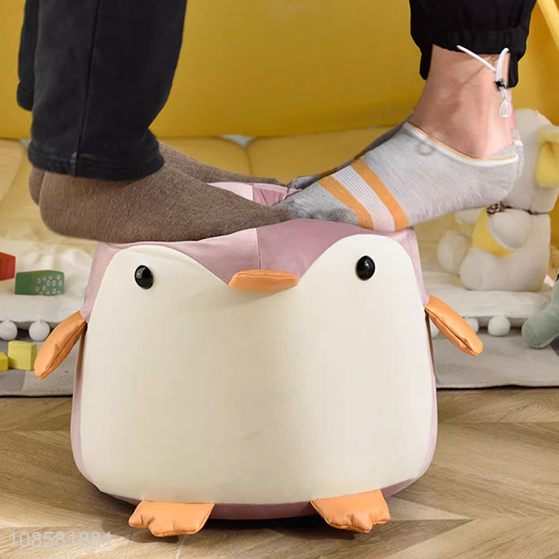 Hot product penguin stool shoe changing stool upholstered footstool