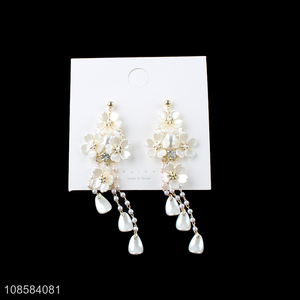 Top quality flower tassel drop fashion earrings for ladies