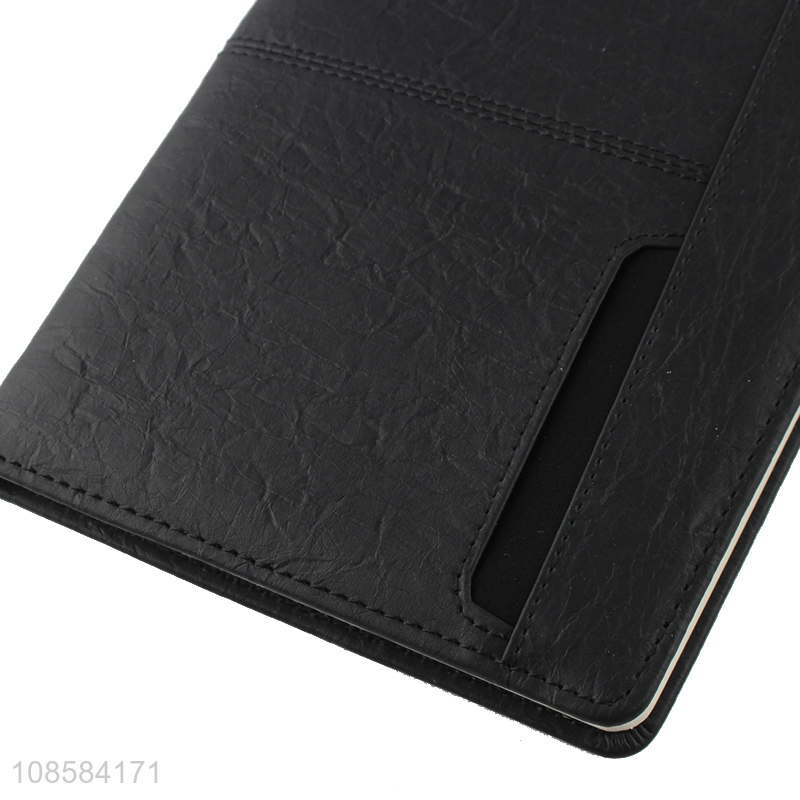 Online wholesale pu leather black notebook for school and office