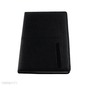 Online wholesale pu leather black notebook for school and office