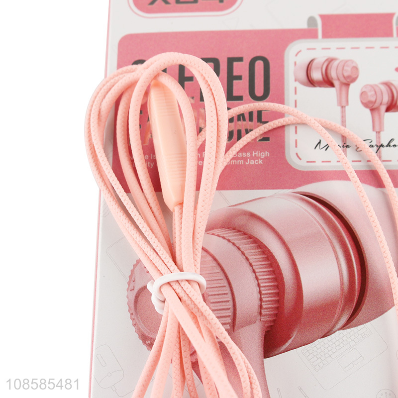 Yiwu market pink stereo sound wired earphones headphones